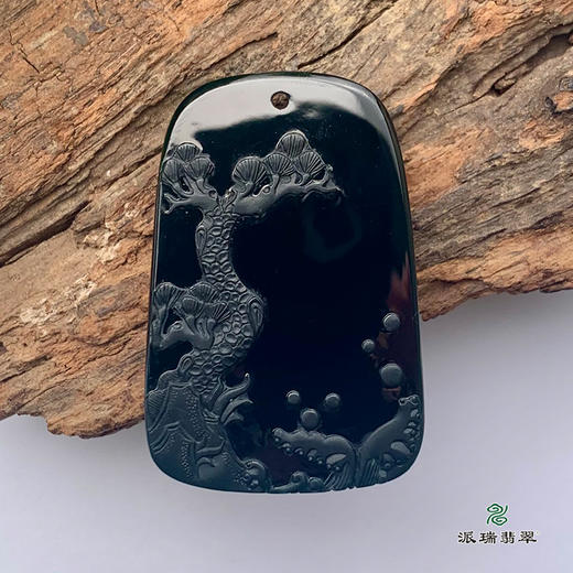 派瑞翡翠 翡翠挂件 糯种 墨翠 商品图1
