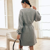 OLrain欧芮儿法式灰色针织连衣裙女早春2023新款收腰设计感卫衣裙 商品缩略图2