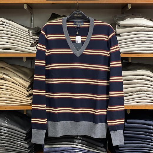 Brooks Brothers/布克兄弟 男士秋季新款羊毛套头v领针织衫毛衣 商品图0