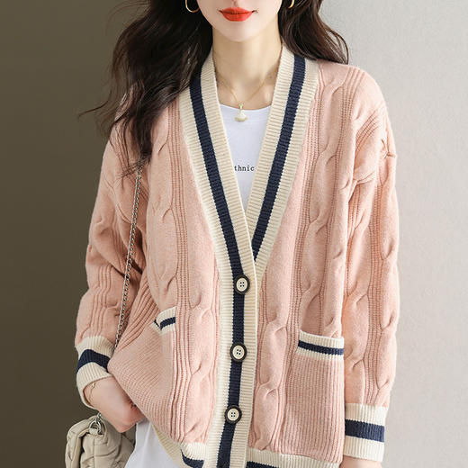 春季麻花针织开衫，外搭宽松洋气毛衣外套CC-JY-919 商品图8