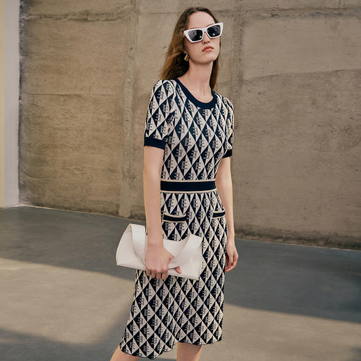 EITIE爱特爱夏季新款时尚舒适透气针织显瘦连衣裙女7301008 商品图4