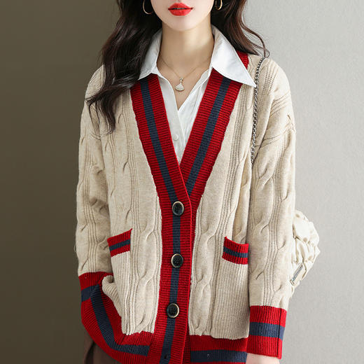 春季麻花针织开衫，外搭宽松洋气毛衣外套CC-JY-919 商品图6