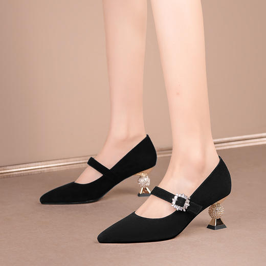 优雅百搭，手工真皮羊反皮尖头高跟单鞋HY-H3096 商品图4