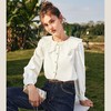 OLrain欧芮儿法式白色蕾丝领衬衫女早春2023年新款气质泡泡袖衬衣 商品缩略图0