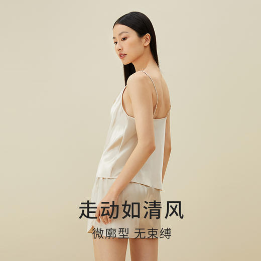 金三塔重磅真丝性感荡领吊带短裤100%桑蚕丝睡衣女丝绸纯欲风新品  YSFDA401 商品图3