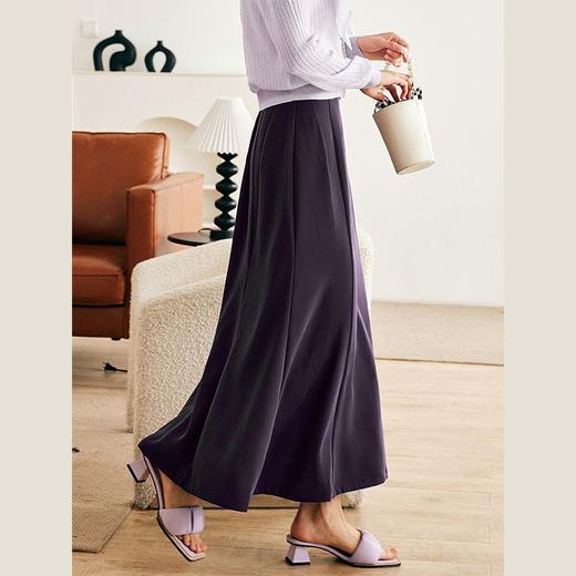 OLrain欧芮儿法式紫色半身裙女早春2023新款高腰显瘦中长款鱼尾裙 商品图2