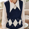 OLrain欧芮儿法式菱格毛衣马甲女早春2023新款英伦风减龄针织背心 商品缩略图1