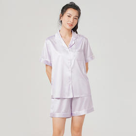 都市丽人哑光弹力色丁薄短袖家居服睡衣新年本命年红品LH30A5