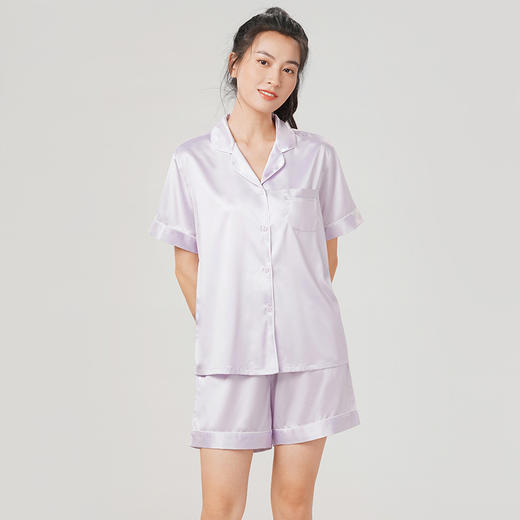 都市丽人哑光弹力色丁薄短袖家居服睡衣新年本命年红品LH30A5 商品图0