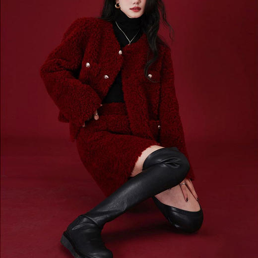 裁缝学苑AX41羊羔毛上衣外套裙子纸样女装两件套装小香风衣服样板 商品图0