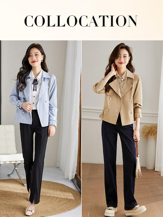 【五折购】风衣女小个子短款2025年新款春季时尚宽松插肩袖设计感外套 商品图3