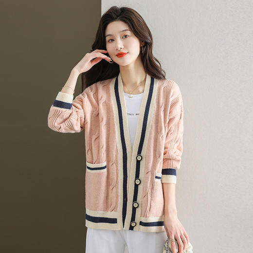 春季麻花针织开衫，外搭宽松洋气毛衣外套CC-JY-919 商品图3