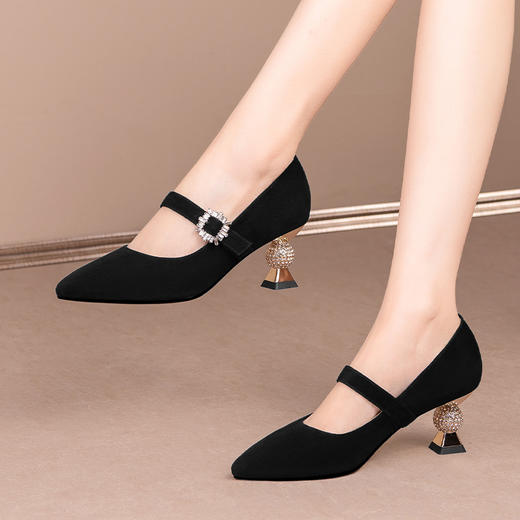 优雅百搭，手工真皮羊反皮尖头高跟单鞋HY-H3096 商品图6