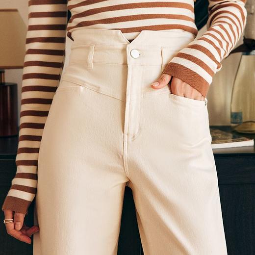 OLrain欧芮儿法式白色牛仔裤女早春2023新款高腰显瘦阔腿直筒裤子 商品图2