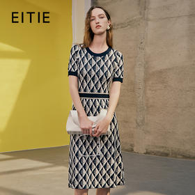 EITIE爱特爱夏季新款时尚舒适透气针织显瘦连衣裙女7301008