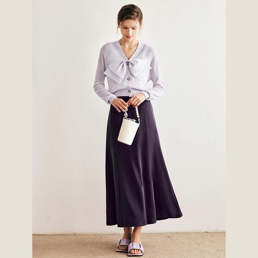 OLrain欧芮儿法式紫色半身裙女早春2023新款高腰显瘦中长款鱼尾裙 商品图3