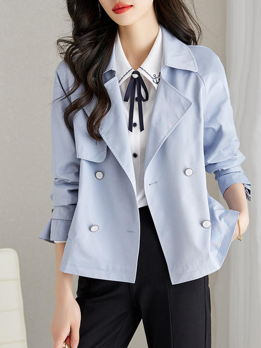 【五折购】风衣女小个子短款2025年新款春季时尚宽松插肩袖设计感外套 商品图0