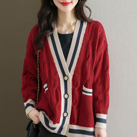 春季麻花针织开衫，外搭宽松洋气毛衣外套CC-JY-919 商品图7