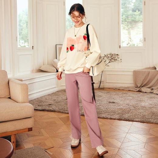 OLrain欧芮儿法式圆领卫衣女早春2023年新款宽松慵懒趣味印花上衣 商品图3