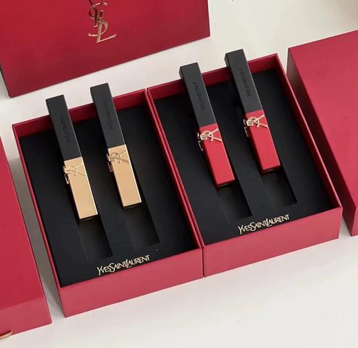 【品牌授权】女王节礼物 圣罗兰红色浮雕限定两支装 YSL圣罗兰口红杨树林小金条#1966 #21 浮雕红皮革专柜限定礼盒 商品图0