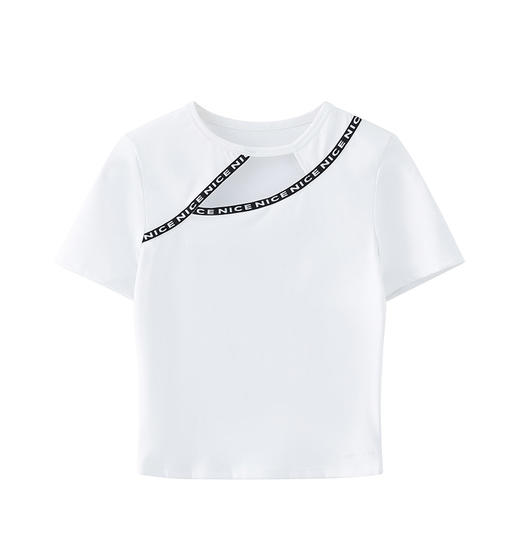 水沐伊朵2023春夏新款短袖性感镂空健身弹性运动上衣T恤无胸垫5875 商品图5