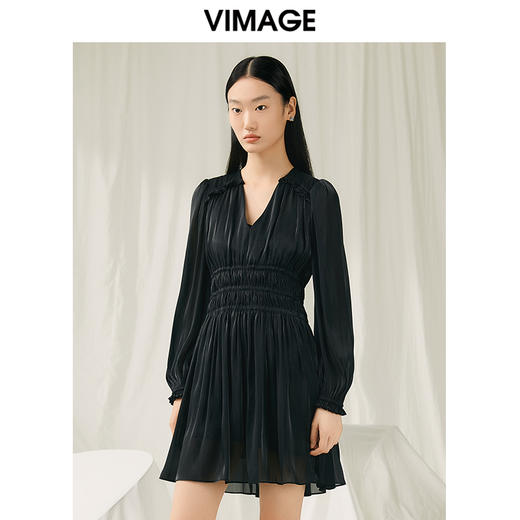VIMAGE纬漫纪春季新款收腰修身气质显瘦连衣裙V1907549 商品图3