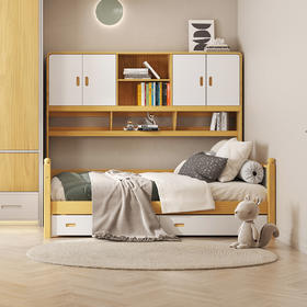 喜梦宝床侧高床储物床大白实木床