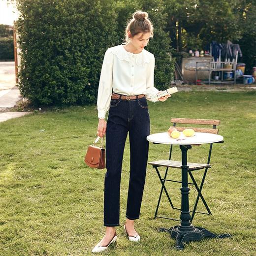 OLrain欧芮儿法式白色蕾丝领衬衫女早春2023年新款气质泡泡袖衬衣 商品图3