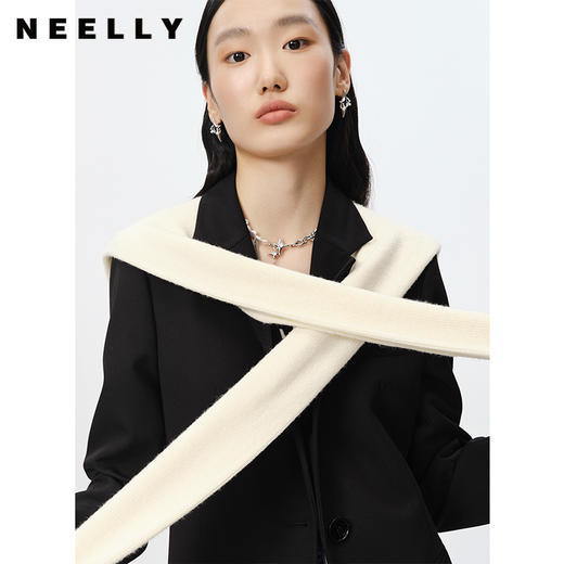 NEELLY纳俪商场同款黑色西装外套女2023春季新款一粒扣上衣时尚N23021W01060 商品图3