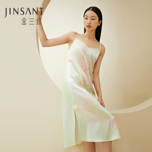 金三塔女重磅真丝渐变印花开衩吊带裙时尚可外穿家居服 春夏新品  YSFDA308 商品图0