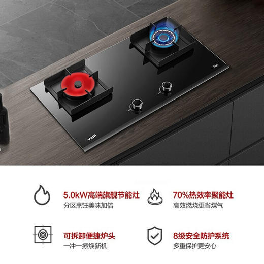 华帝（VATTI）抽油烟三腔变频旷世S8欧式家用吸油烟*灶具套装 24风量一键自清洁i11208+62B(天然气） 商品图3