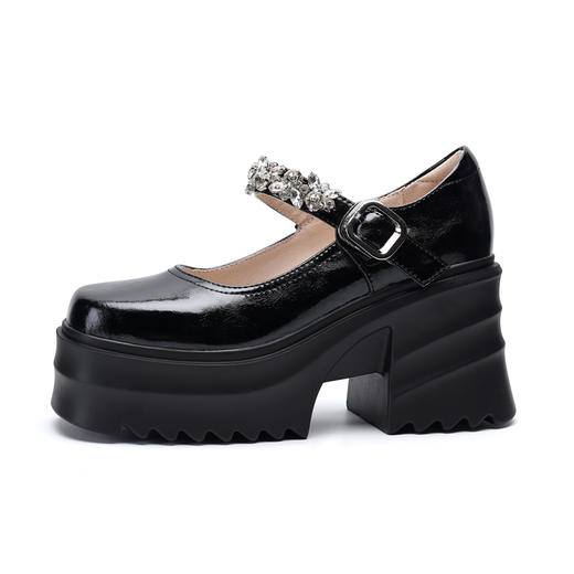 舒适减龄，厚底增高钉珠平头玛丽珍皮鞋ZM-M2879 商品图6