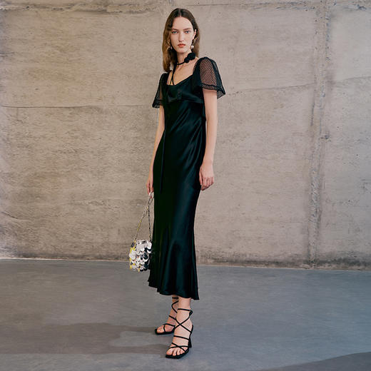 EITIE爱特爱春季新款洋气气质高腰显瘦礼服连衣裙长裙7377006 商品图1