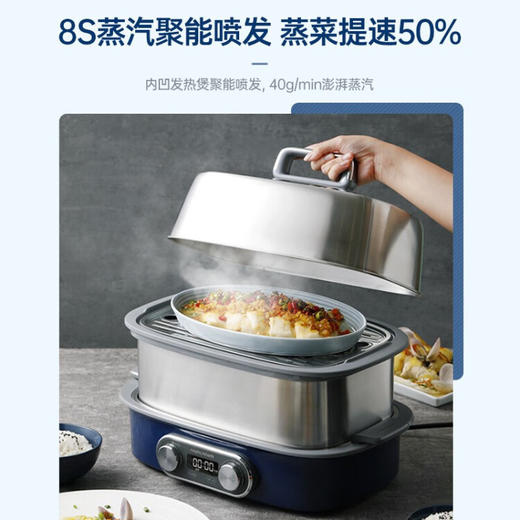摩飞电器（Morphyrichards）多功能锅 家用蒸炖锅极速电蒸锅电炖锅蒸煮锅 12升容量双层上蒸下炖MR1168轻奢蓝 商品图2