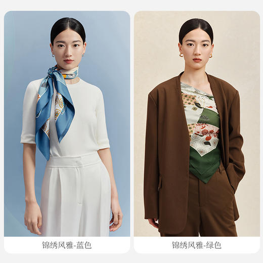 万事利“锦绣风雅”88厘米双面印花真丝大方巾 商品图2