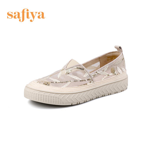 Safiya/索菲娅 舒适休闲一脚蹬2023年春季新款透气网面蕾丝厚底渔夫鞋 SF31111132 商品图7