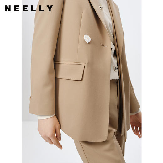 NEELLY纳俪商场同款2023春季新款西装外套女小众爱心扣短外套上衣N23021W01058 商品图3