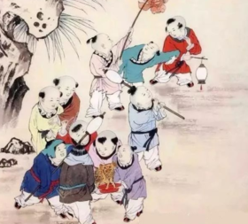  【国画教程】国画《玩花灯》 