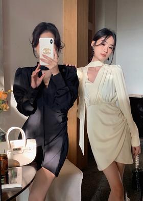 【门店同款】春季褶皱挂脖连衣裙 149687509