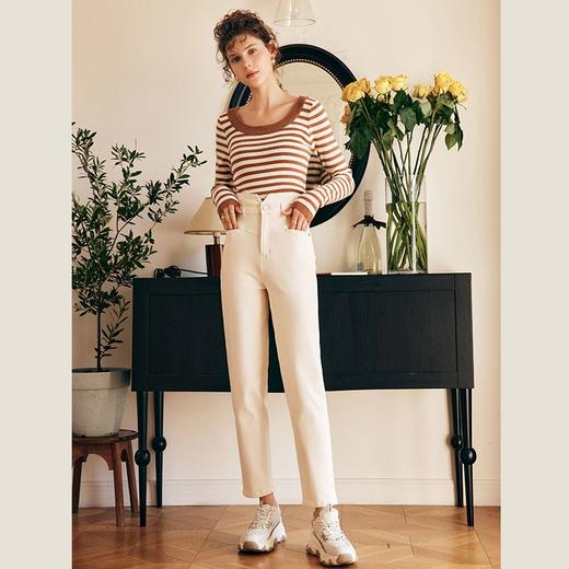 OLrain欧芮儿法式白色牛仔裤女早春2023新款高腰显瘦阔腿直筒裤子 商品图3