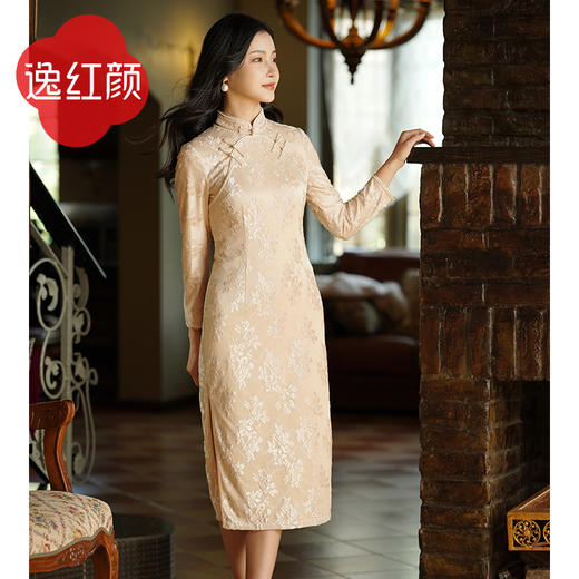 逸红颜爆款推荐 # 司藤系列『阑珊处』双襟礼服 浮雕立体针织旗袍，人间富贵花 商品图9