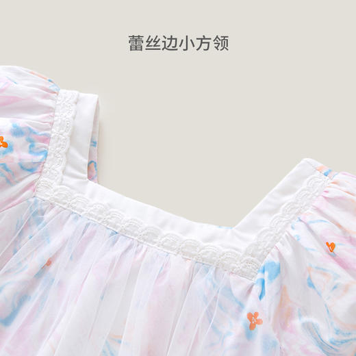 英氏儿童连衣裙年夏季新款双层纱裙女童短袖短裙 商品图1