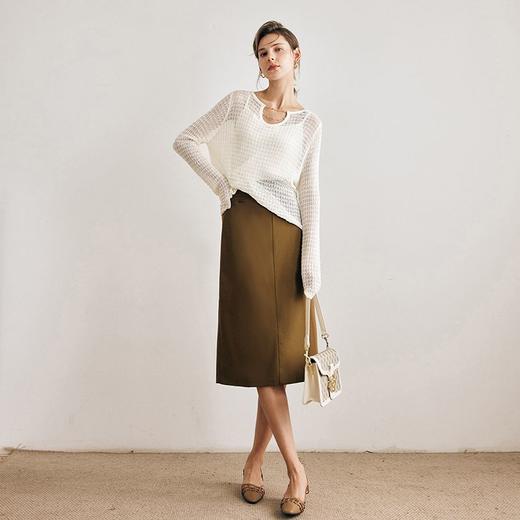 OLrain欧芮儿法式卡其色半身裙女早春2023新款高腰显瘦直筒铅笔裙 商品图3