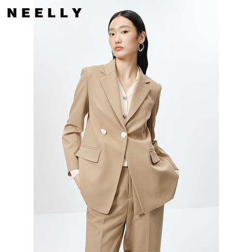 NEELLY纳俪商场同款2023春季新款西装外套女小众爱心扣短外套上衣N23021W01058 商品图2