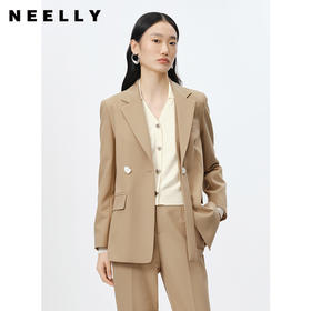 NEELLY纳俪商场同款2023春季新款西装外套女小众爱心扣短外套上衣N23021W01058