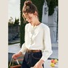 OLrain欧芮儿法式白色蕾丝领衬衫女早春2023年新款气质泡泡袖衬衣 商品缩略图2