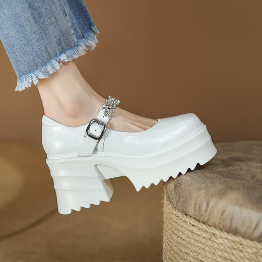 舒适减龄，厚底增高钉珠平头玛丽珍皮鞋ZM-M2879 商品图11