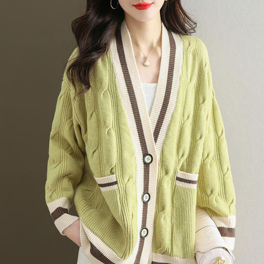 春季麻花针织开衫，外搭宽松洋气毛衣外套CC-JY-919 商品图5
