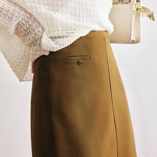 OLrain欧芮儿法式卡其色半身裙女早春2023新款高腰显瘦直筒铅笔裙 商品图1