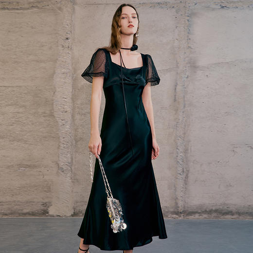 EITIE爱特爱春季新款洋气气质高腰显瘦礼服连衣裙长裙7377006 商品图2